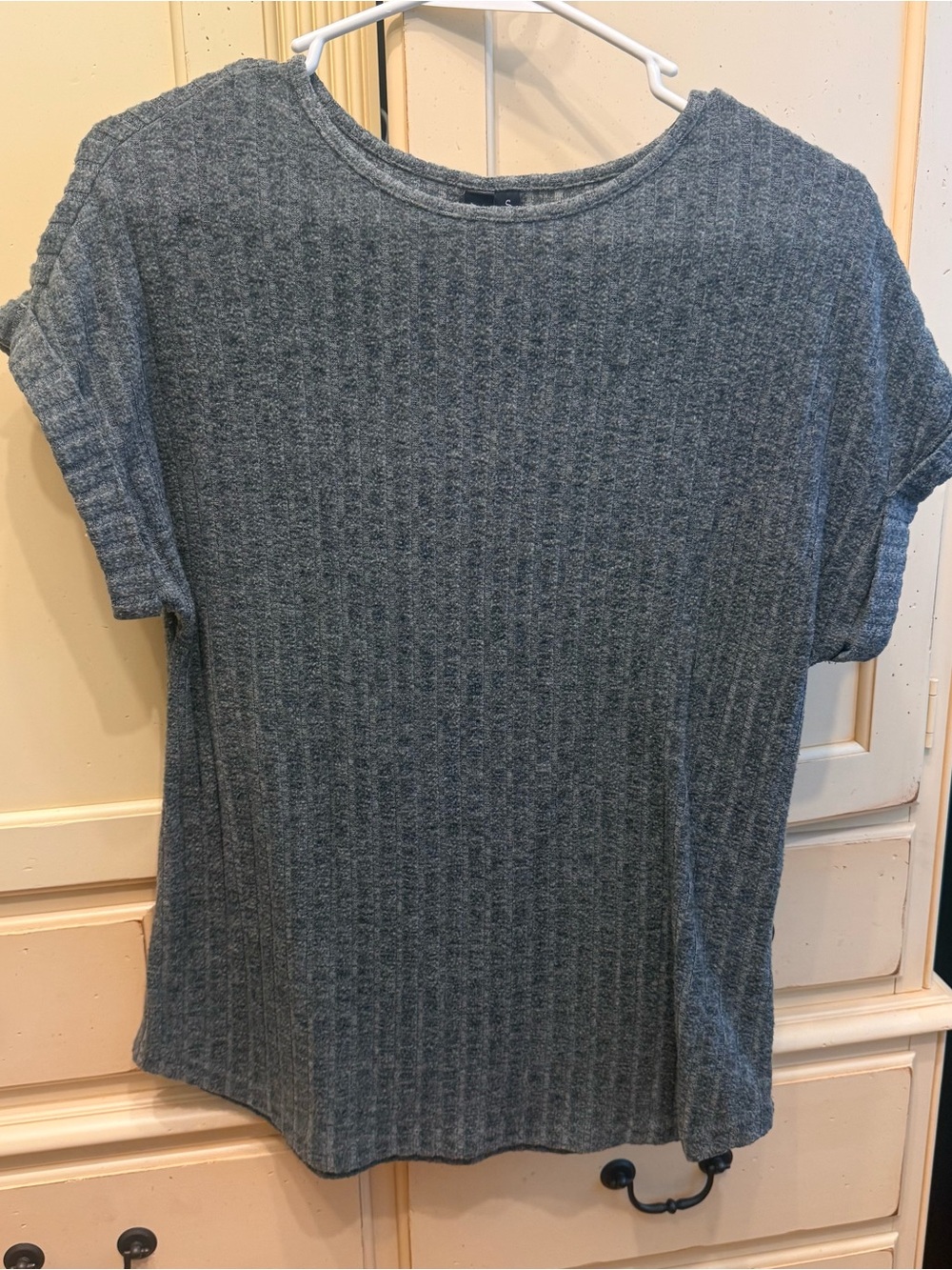 Women’s Ribbed Short-Sleeve Top - Gray
